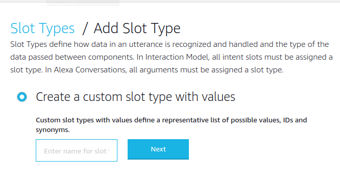 Custom slot type menu